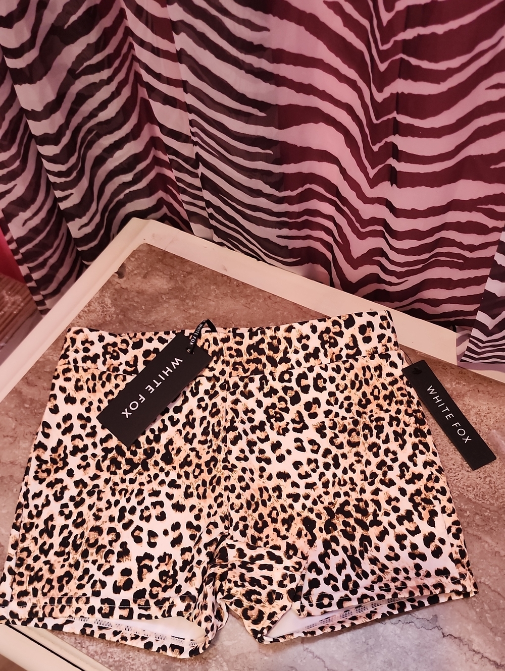 White Fox Boutique Leopard Print Women's Shorts - White, Brown, Black